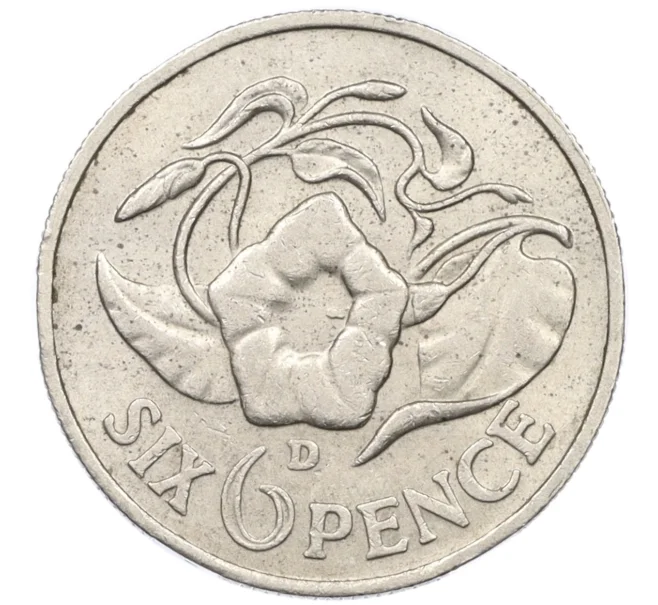 Монета 6 пенсов 1964 года Замбия (Артикул K12-21387)