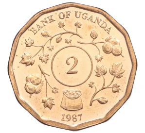 2 шиллинга 1987 года Уганда