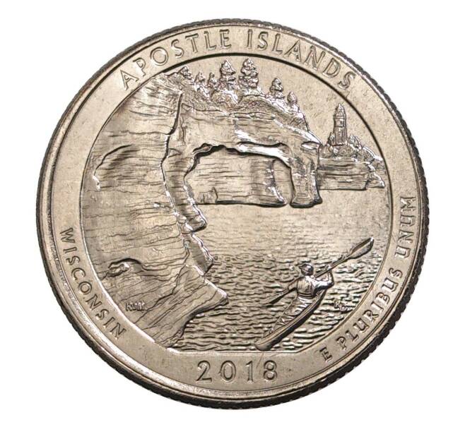 Монета 25 центов (1/4 доллара) 2018 года Р США «Национальные парки — №42 Национальное побережье Апостл-Айлендс» (Артикул M2-7318)