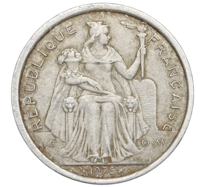Монета 2 франка 1975 года Французская Полинезия (Артикул K12-21963)