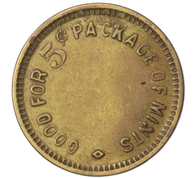 Торговый жетон «5 центов — № 20» США (Артикул: K12-22049) — Фото №2