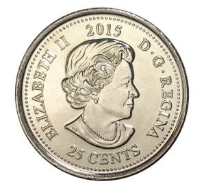 25 центов 2015 года Канада «100 лет стихотворению На полях Фландрии» (цветная) — Фото №2