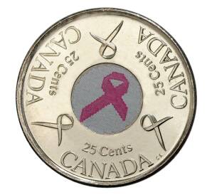 25 центов 2006 года Канада «Розовая ленточка — Борьба с раком молочной железы» (цветная) — Фото №1