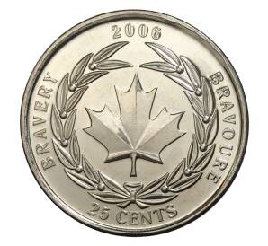 25 центов 2006 года Канада «Ордена и медали Канады — Медаль за храбрость» — Фото №1