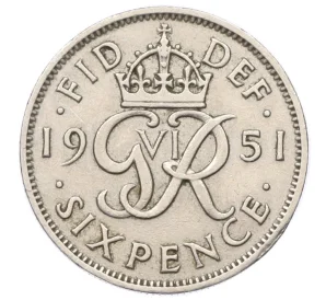 6 пенсов 1951 года Великобритания