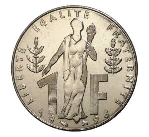 1 франк 1996 года Франция «100 лет со дня рождения Жака Рюефа» — Фото №2