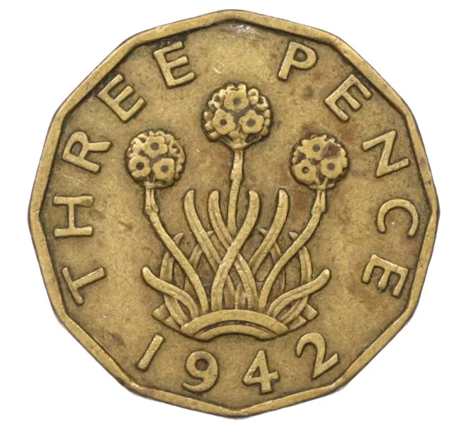 Монета 3 пенса 1942 года Великобритания (Артикул K12-22468)