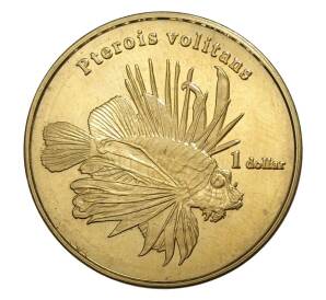 1 доллар 2018 года Остров Муреа «Рыба Крылатка-зебра» — Фото №1