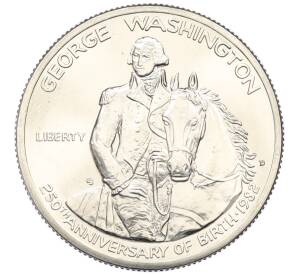 1/2 доллара 1982 года D США «250 лет со дня рождения Джорджа Вашингтона» — Фото №1