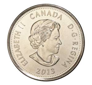 25 центов 2013 года Канада «Война 1812 года — Лора Секорд» (цветная) — Фото №2