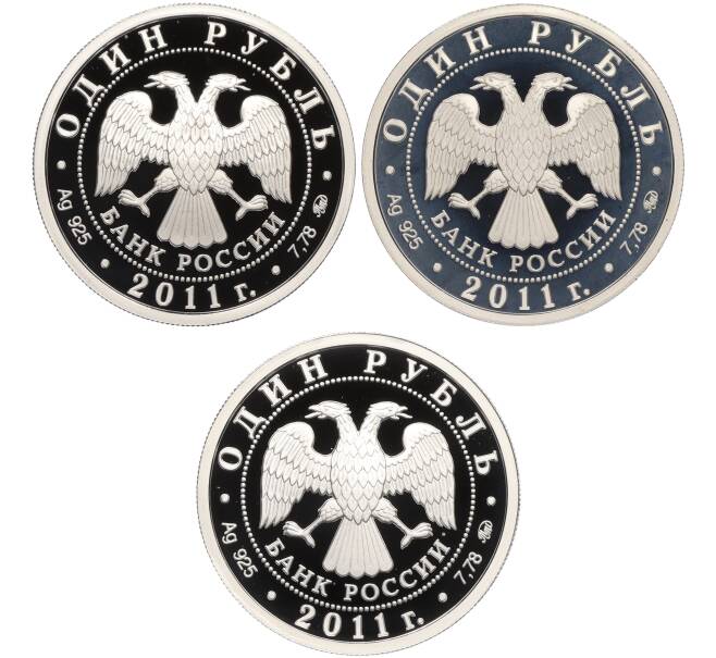 Набор из 3 монет 1 рубль 2011 года ММД «Вооруженные Силы РФ - Ракетные войска стратегического назначения (РВСН)» (Артикул: M3-1418) — Фото №2