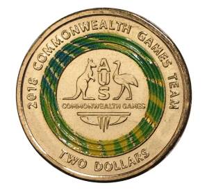 2 доллара 2018 года Австралия «XXI Игры содружества — Логотип команды» — Фото №1