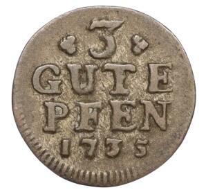 3 пфеннига 1735 года Пруссия — Фото №1