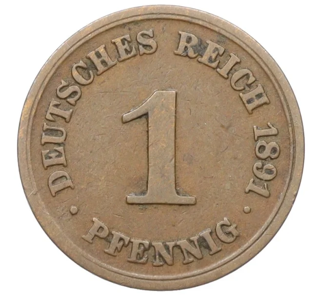 Монета 1 пфенниг 1891 года А Германия (Артикул K12-23940)