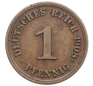 1 пфенниг 1908 года E Германия — Фото №1