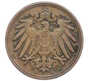 1 пфенниг 1913 года D Германия — Фото №2
