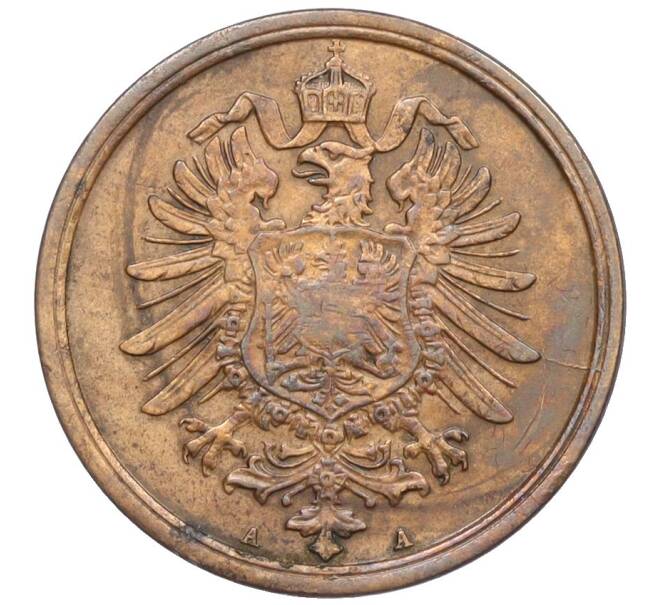 Монета 2 пфеннига 1877 года А Германия (Артикул K12-24034)