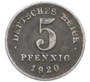 5 пфеннигов 1920 года D Германия — Фото №1