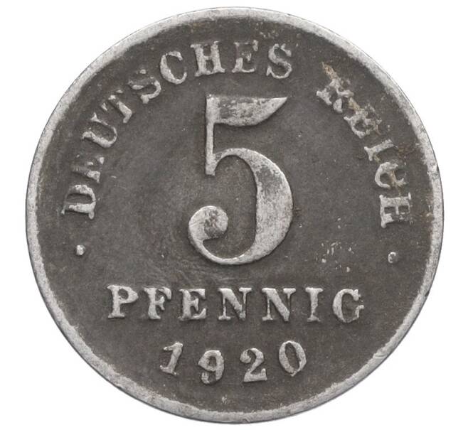 Монета 5 пфеннигов 1920 года D Германия (Артикул: K12-24099) — Фото №1