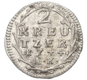 2 крейцера 1744 года Гессен-Дармштадт — Фото №1