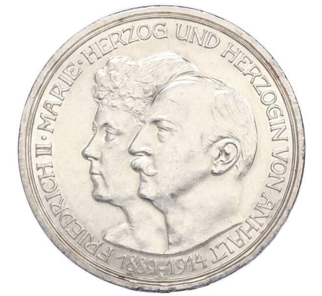 Монета 3 марки 1914 года Германия (Ангальт) «25 лет свадьбе Фридриха II и Марии Баденской» (Артикул: M2-75627) — Фото №1