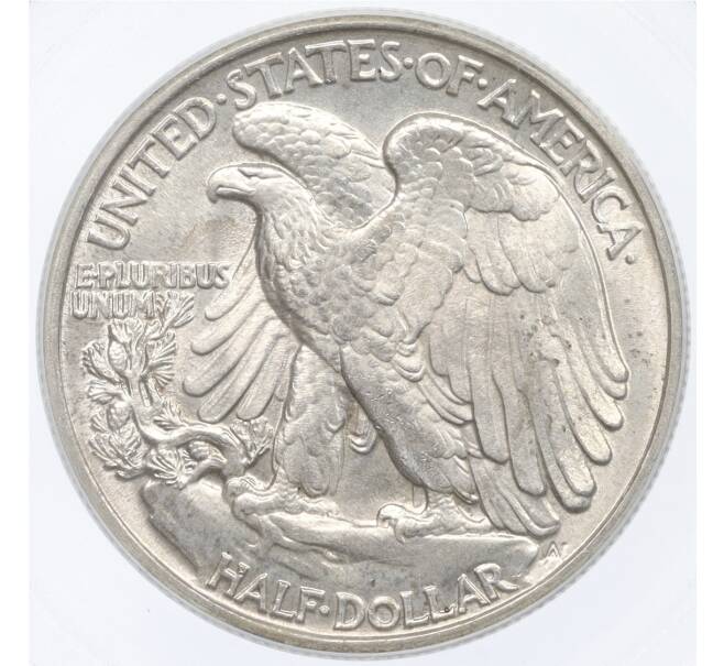 Монета 1/2 доллара (50 центов) 1943 года США — в слабе PCGS (MS63) (Артикул: M2-75681) — Фото №2