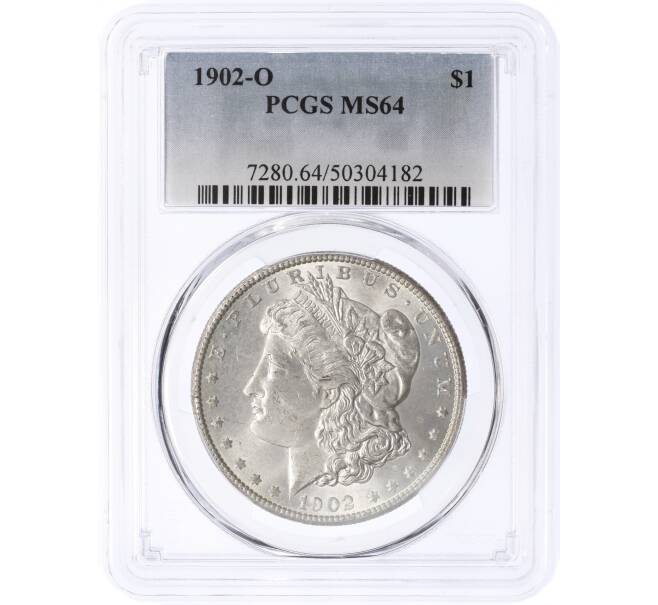 Монета 1 доллар 1902 года О США — в слабе PCGS (MS64) (Артикул: M2-75682)