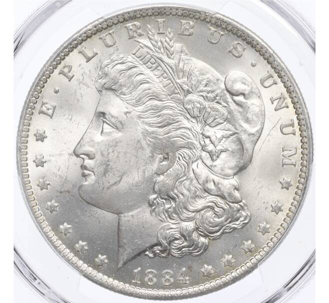Монета 1 доллар 1884 года О США — в слабе PCGS (MS63) (Артикул: M2-75839) — Фото №1