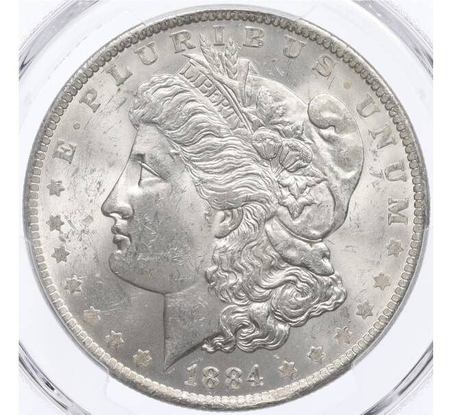 Монета 1 доллар 1884 года О США — в слабе PCGS (MS63) (Артикул: M2-75841) — Фото №1
