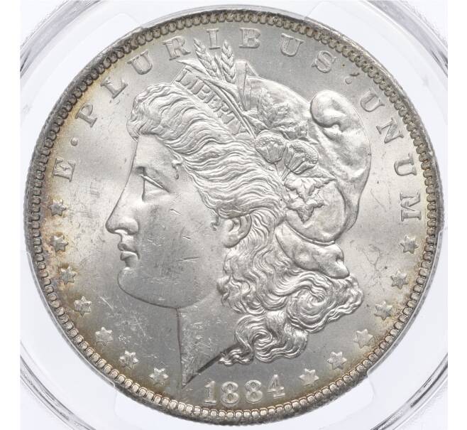 Монета 1 доллар 1884 года О США — в слабе PCGS (MS63) (Артикул: M2-75844) — Фото №1