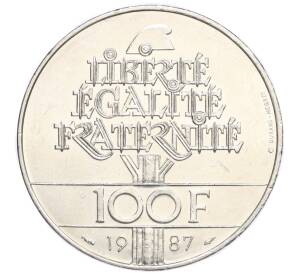 100 франков 1987 года Франция «230 лет со дня рождения Жильбера Ла Файета» — Фото №2