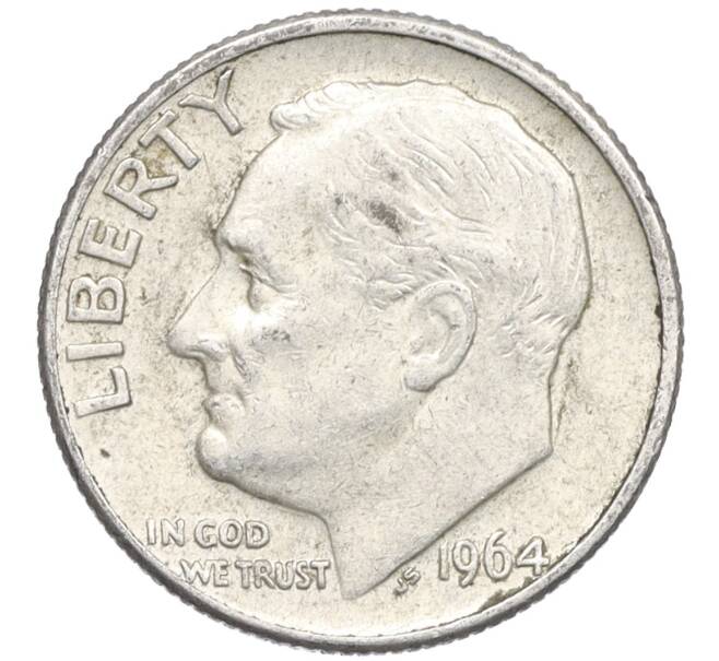 Монета 1 дайм (10 центов) 1964 года D США (Артикул: M2-76097) — Фото №1