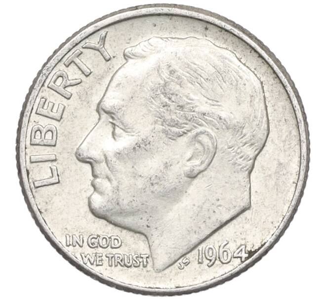 Монета 1 дайм (10 центов) 1964 года D США (Артикул: M2-76119) — Фото №1
