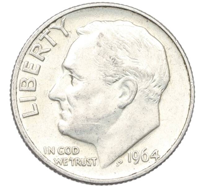 Монета 1 дайм (10 центов) 1964 года D США (Артикул: M2-76251) — Фото №1