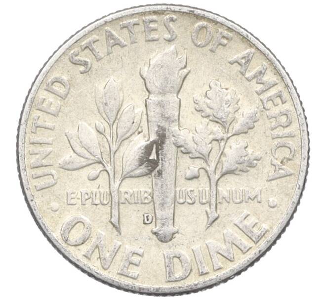 Монета 1 дайм (10 центов) 1964 года D США (Артикул: M2-76259) — Фото №2