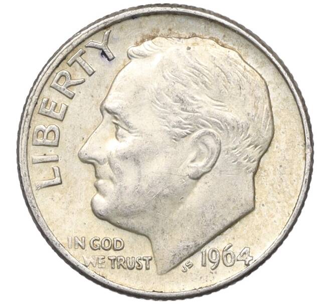 Монета 1 дайм (10 центов) 1964 года D США (Артикул: M2-76285) — Фото №1