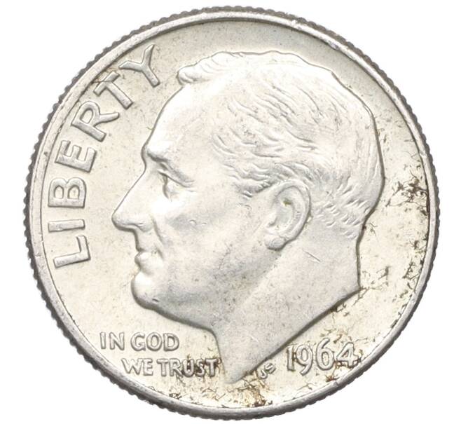 Монета 1 дайм (10 центов) 1964 года D США (Артикул: M2-76297) — Фото №1