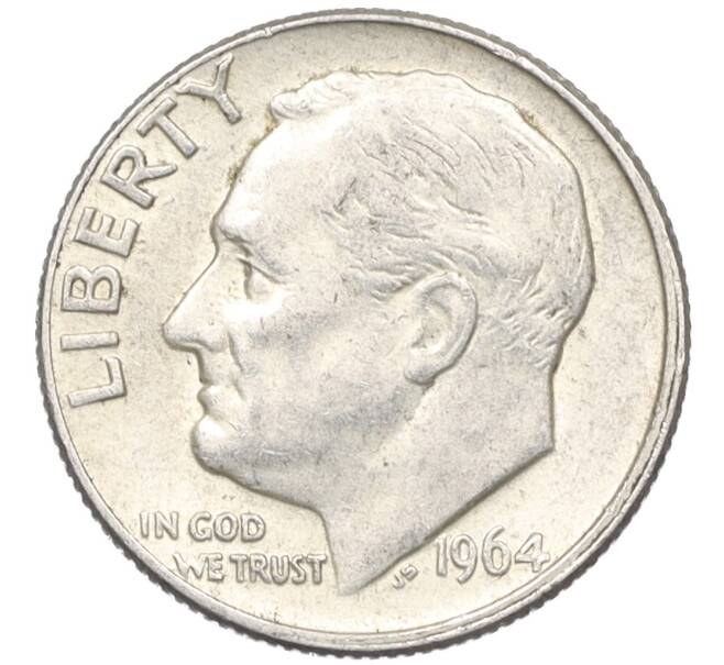 Монета 1 дайм (10 центов) 1964 года D США (Артикул: M2-76310) — Фото №1