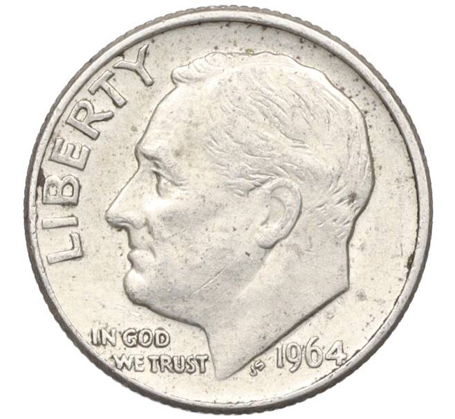 Монета 1 дайм (10 центов) 1964 года D США (Артикул: M2-76312) — Фото №1