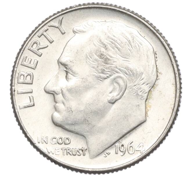 Монета 1 дайм (10 центов) 1964 года D США (Артикул: M2-76317) — Фото №1