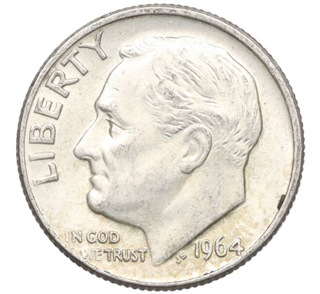 Монета 1 дайм (10 центов) 1964 года D США (Артикул: M2-76325) — Фото №1