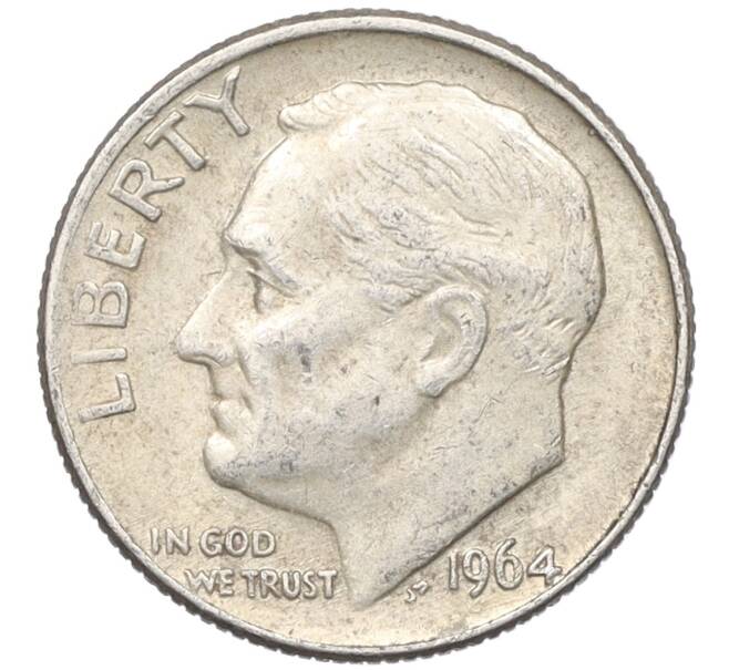 Монета 1 дайм (10 центов) 1964 года D США (Артикул: M2-76328) — Фото №1