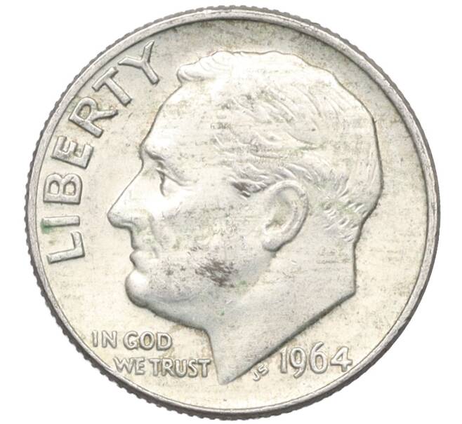 Монета 1 дайм (10 центов) 1964 года D США (Артикул: M2-76330) — Фото №1