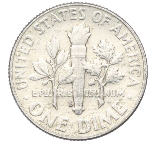 Монета 1 дайм (10 центов) 1964 года D США (Артикул: M2-76330) — Фото №2