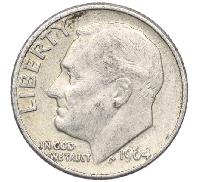 Монета 1 дайм (10 центов) 1964 года D США (Артикул: M2-76339) — Фото №1