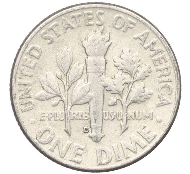 Монета 1 дайм (10 центов) 1964 года D США (Артикул: M2-76343) — Фото №2