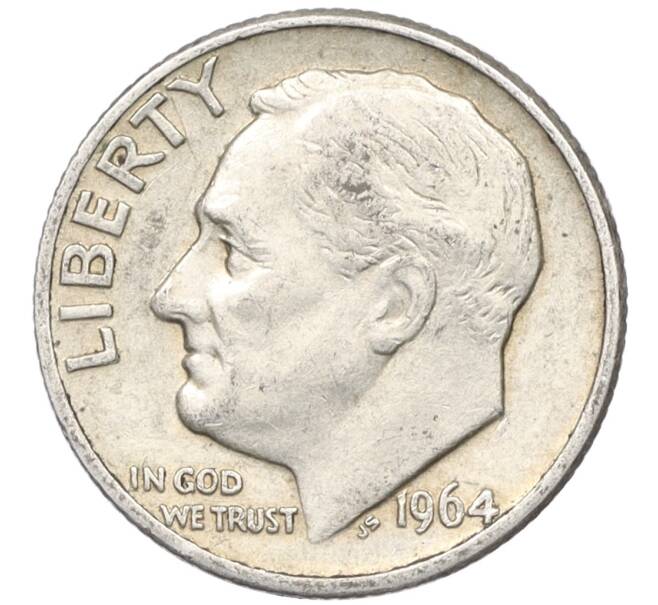 Монета 1 дайм (10 центов) 1964 года D США (Артикул: M2-76361) — Фото №1