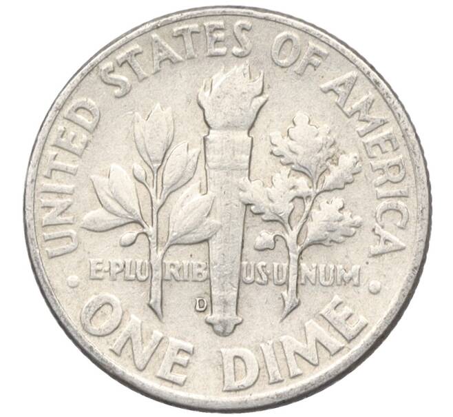 Монета 1 дайм (10 центов) 1964 года D США (Артикул: M2-76361) — Фото №2