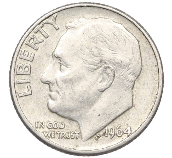Монета 1 дайм (10 центов) 1964 года D США (Артикул: M2-76401) — Фото №1