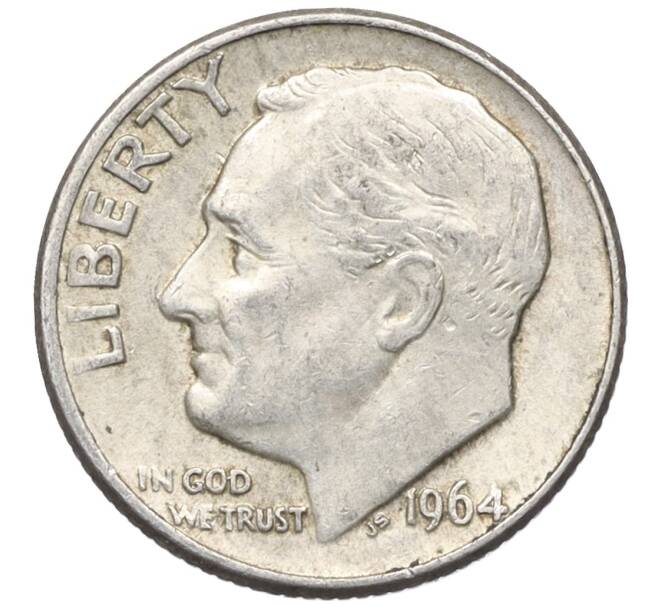 Монета 1 дайм (10 центов) 1964 года D США (Артикул: M2-76403) — Фото №1